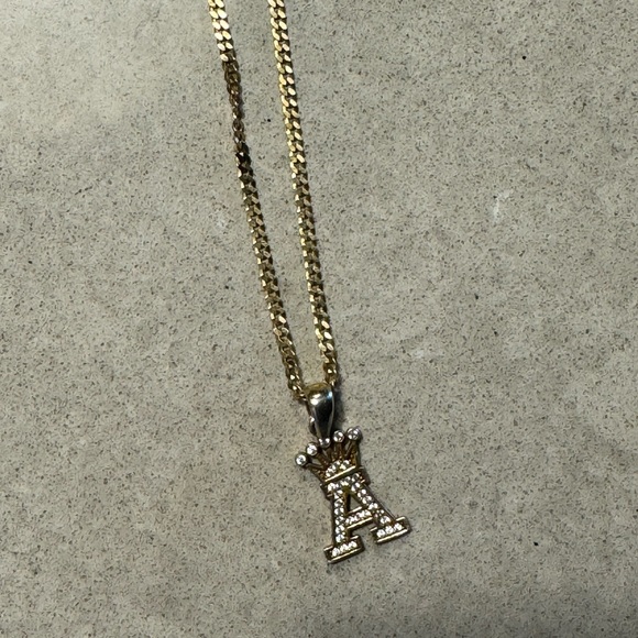 ⚜️ Gold plated Silver with rhinestones Crown necklace - Vintage Queen - Picture 4 of 14